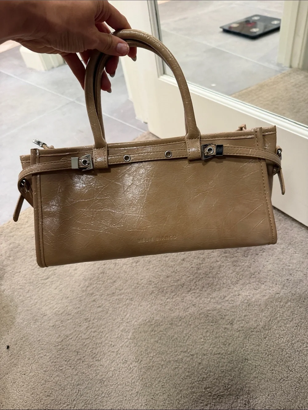 Melie Bianco Leather Structured Handbag